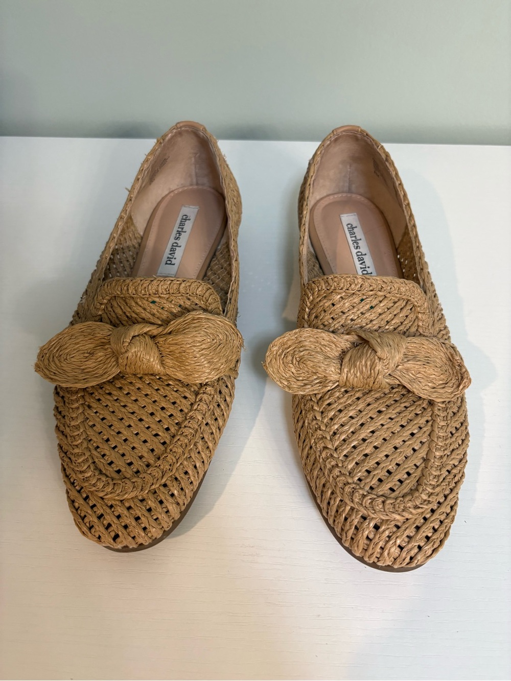 Charles David Tan Braided Knot Slip-On Loafers